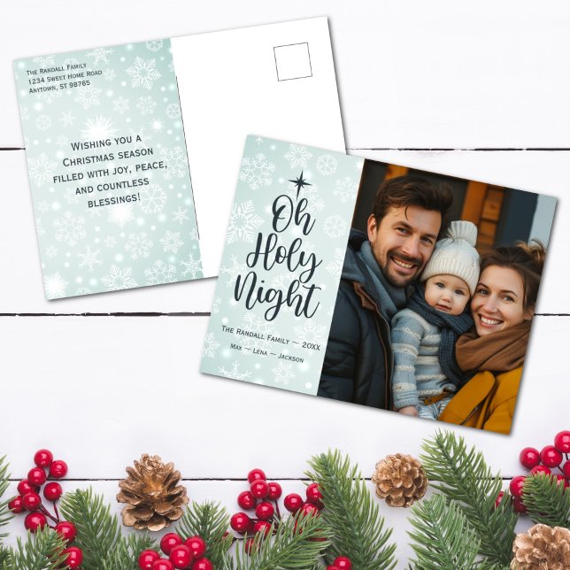 Postal Festiva Oh Personalizado de la noche sagrada Navidades de  (Oh Holy Night Custom Religious Photo Christmas Postcard)