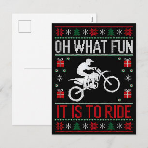 Postal Festiva Oh Qué Diversión es Montar Santa Ciclista de Motoc