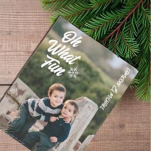 Postal Festiva Oh Qué Navidades de fotos de niños divertidos