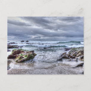 Postal Festiva Olas Rompiendo la playa de Cornish