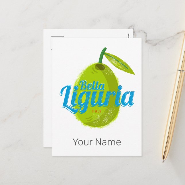 Postal Festiva Olor de vacaciones de cosecha antigua Liguria Retr (Anverso/Reverso In Situ)