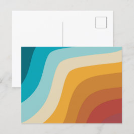 Postal Festiva Ondas abstractas coloreadas del arco iris retro