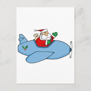 Postal Festiva Ondeando Kris Kringle que vuela el avión de sus Na