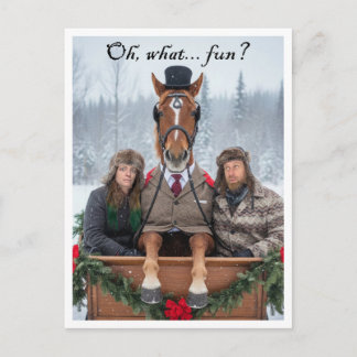 Postal Festiva One Horse Open Sleigh Pun Holiday Postcard