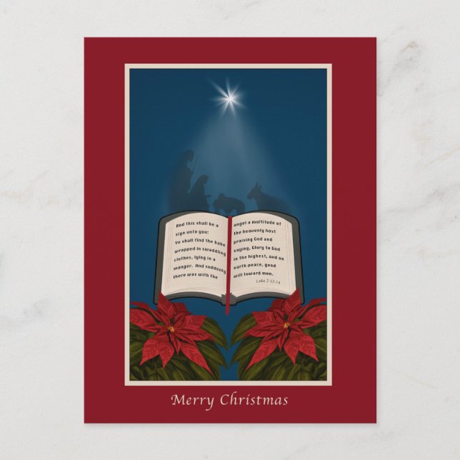 Postal Festiva Open Bible Christmas Message (Anverso)
