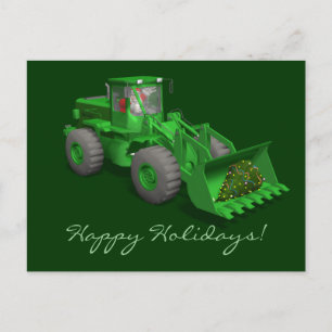 Postal Festiva Operador de bulldozer de Santa Claus
