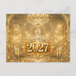 Postal Festiva Opulent Gold Ballroom Happy New Year 2027
