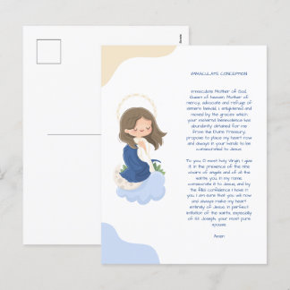 Postal Festiva Oración Kawaii Inmaculada Concepción