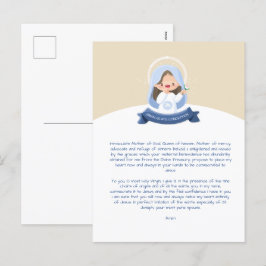 Postal Festiva Oración Kawaii Virgen María