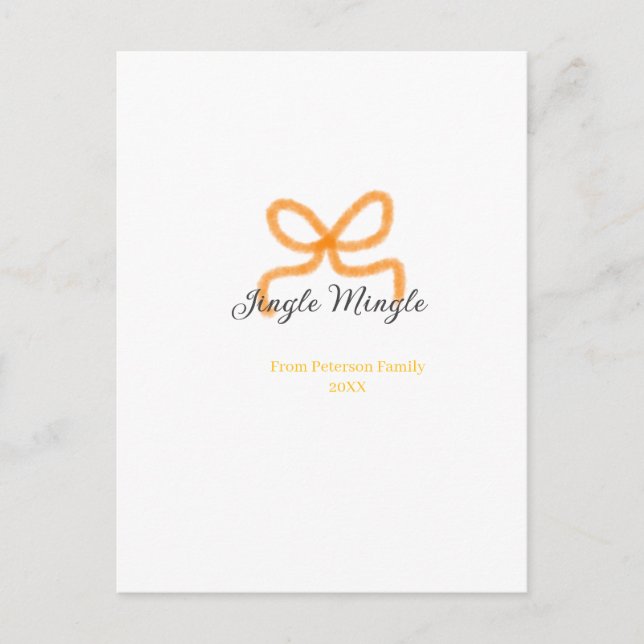 Postal Festiva Orange bow jingle Mingle retro boho family namdate (Anverso)