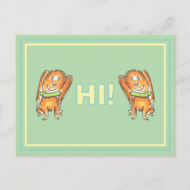 Postal Festiva Orange Dog With A Green Collar Cartoon Postcard (Anverso)