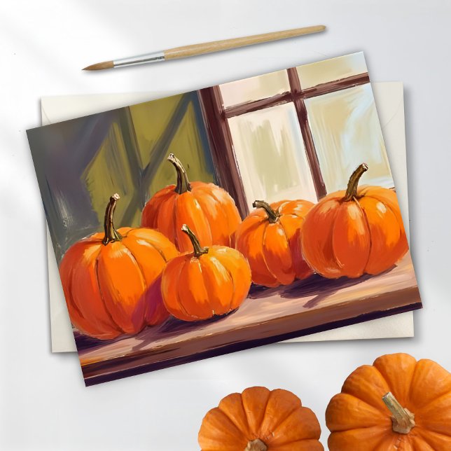 Postal Festiva Orange Pumpkins Fall Watercolor (Subido por el creador)