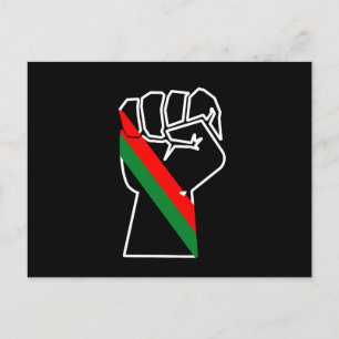 Postal Festiva orgullo negro bandera panafricana roja verde puño 