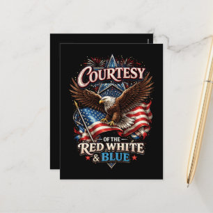 Postal Festiva Orgulloso del rojo blanco y azul vintage