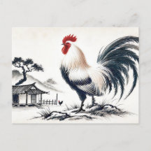 Orgulloso Rooster de pie ante Barn