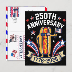 Postal Festiva Orgulloso Veterano 250 Años América 1776 2026