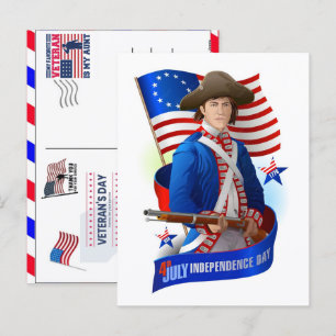 Postal Festiva Orgulloso Veterano 250 Años América 1776 2026