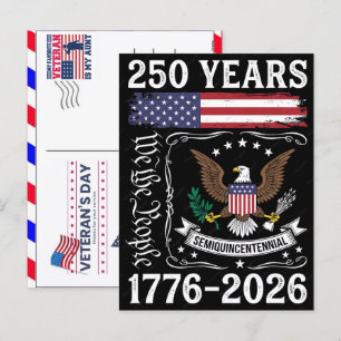 Postal Festiva Orgulloso Veterano 250 Años América 1776 2026