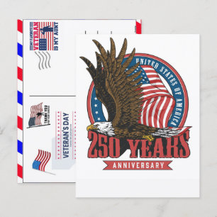 Postal Festiva Orgulloso Veterano 250 Años América 1776 2026