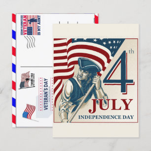 Postal Festiva Orgulloso Veterano 250 Años América 1776 2026