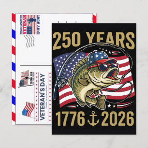 Postal Festiva Orgulloso Veterano 250 Años América 1776 2026