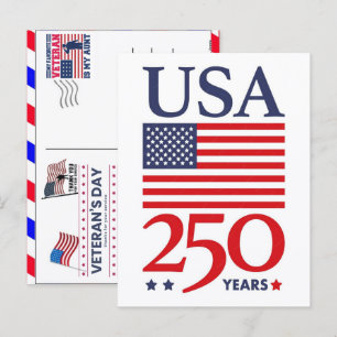 Postal Festiva Orgulloso Veterano 250 Años América 1776 2026