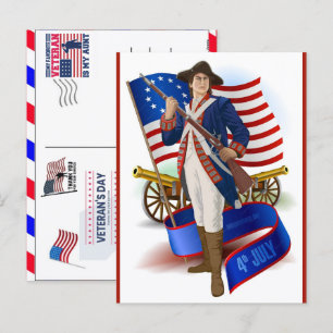 Postal Festiva Orgulloso Veterano 250 Años América 1776 2026