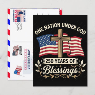 Postal Festiva Orgulloso Veterano 250 Años América 1776 2026