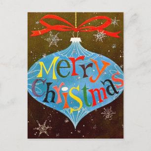 Postal Festiva Ornamento navideño de Feliz