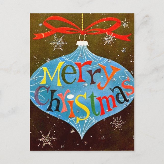 Postal Festiva Ornamento navideño de Feliz (Anverso)