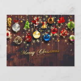 Postal Festiva Ornamento navideño espumoso y copos de nieve