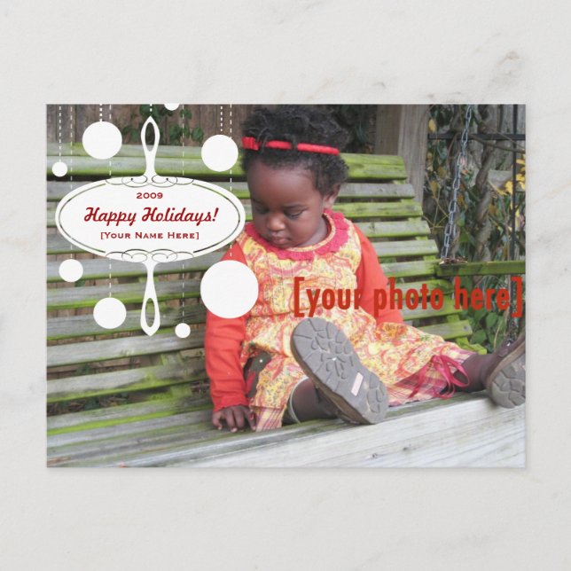 Postal Festiva Ornamento retro del día de fiesta - actualizado (Anverso)