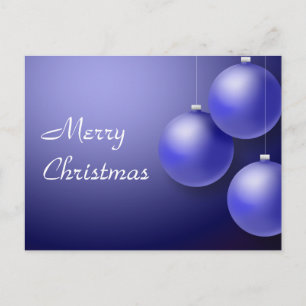 Postal Festiva Ornamentos azules clásicos