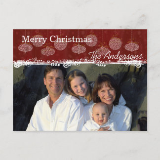 Postal Festiva Ornamentos blancos Navidades familiares Foto posta