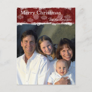 Postal Festiva Ornamentos blancos Navidades familiares Foto posta