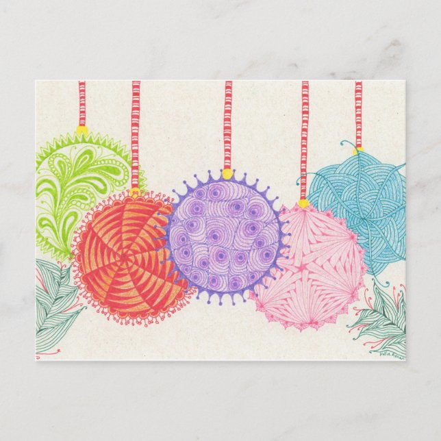 Postal Festiva Ornamentos del día de fiesta (Anverso)