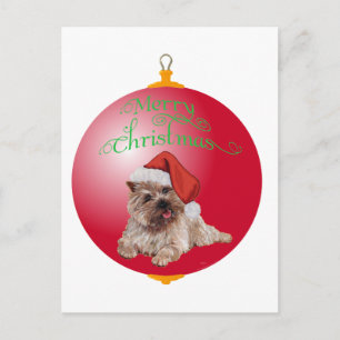 Postal Festiva Ornamentos navideños de Cairn Terrier