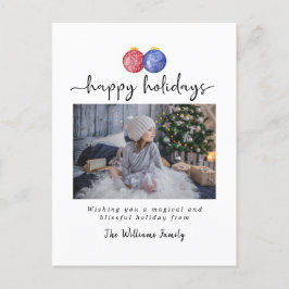 Postal Festiva Ornamentos navideños Felices Fiestas 1 Foto Elegan