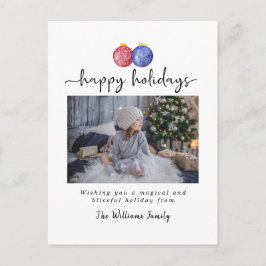 Postal Festiva Ornamentos navideños Felices Fiestas 1 Foto Elegan