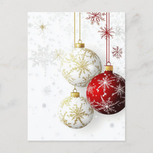 POSTAL FESTIVA ORNAMENTOS NAVIDEÑOS ROJO / ORO #2