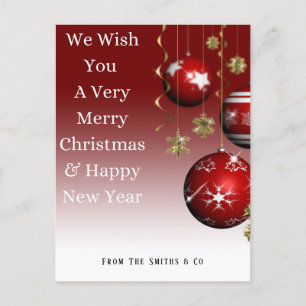 Postal Festiva Ornamentos Rojos navidades De Fondo Ombre Rojo