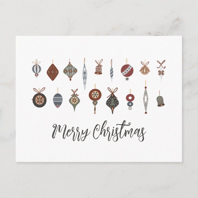 Postal Festiva Ornamentos Vintage Merry Christmas (Anverso)