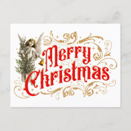 Postal Festiva Ornate Angel-Merry Christmas-Retro