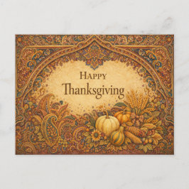 Postal Festiva Ornate Jewel Tone Paisley Thanksgiving Harvest