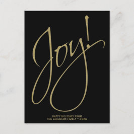 Postal Festiva Oro mínimo y Alegría simple negro Elegante