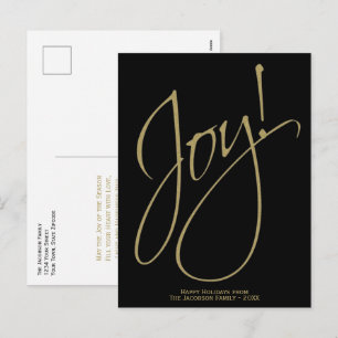 Postal Festiva Oro Mínimo y Simple Alegría Única y Elegante