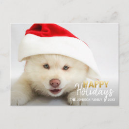 Postal Festiva Oro White Happy Holidays Dog Puppy | FOTO