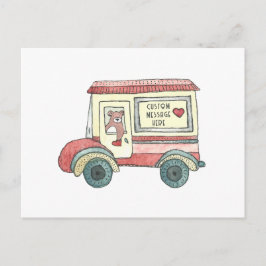 Postal Festiva Oso de Camión de Correo Mensaje Personalizado