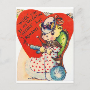 Postal Festiva Oso de punto de San Valentín