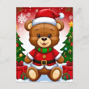 Postal Festiva Oso de Teddy adorable en Santa Suit